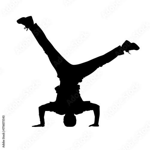 Dynamic headstand silhouette: Strength and balance in powerful pose