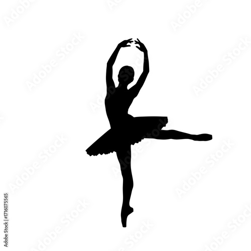 Elegant ballerina silhouette performing arabesque ballet dance pose