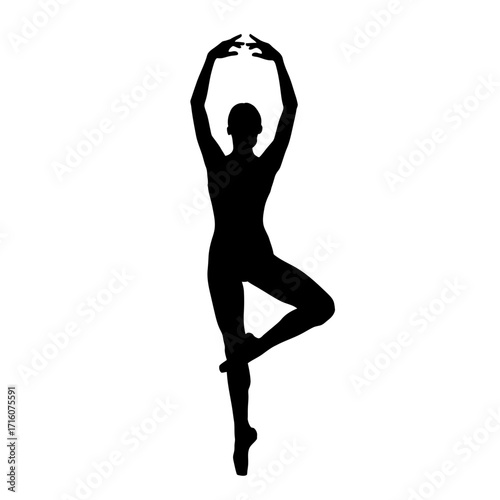 Graceful ballerina silhouette dancing en pointe with poised elegance, balance