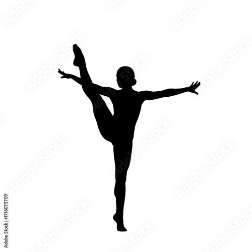 Elegant dancer striking pose, graceful modern movement, performance art icon