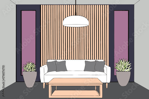 Elegant living room interior design with modern furniture and stylish decor for a comfortable home space