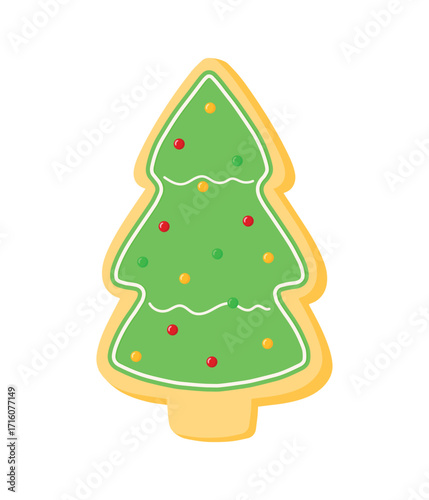 Christmas tree cookie food art vector illustration