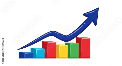 Business growth chart with upward trending arrow showcasing success and profit