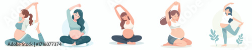 vector of pregnant woman doing yoga