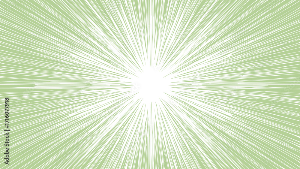Obraz premium Green and white sunburst background. Abstract wallpaper with rays. Sunshine hand drawn vector. 