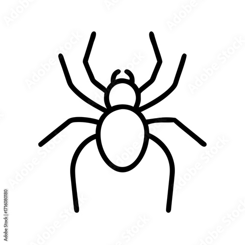 Black spider illustration in minimal line art style for Halloween  