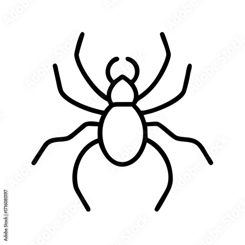Black spider illustration in minimal line art style for Halloween  