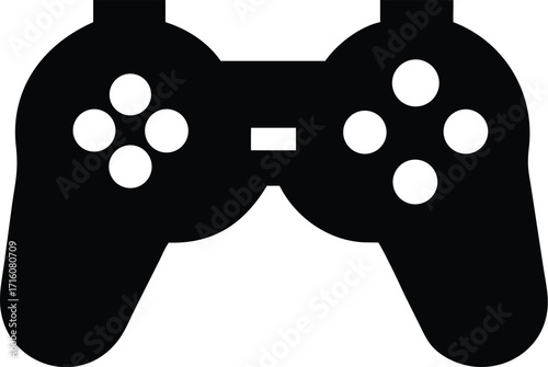 Classic video game controller icon silhouette for gaming and entertainment applications vector