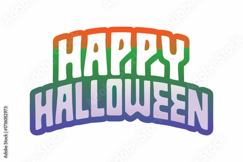 Happy Halloween vector text banner illustration. Happy Halloween design, background graphic. Featuring black and orange bats suitable for placing over Halloween cards, social media and poster