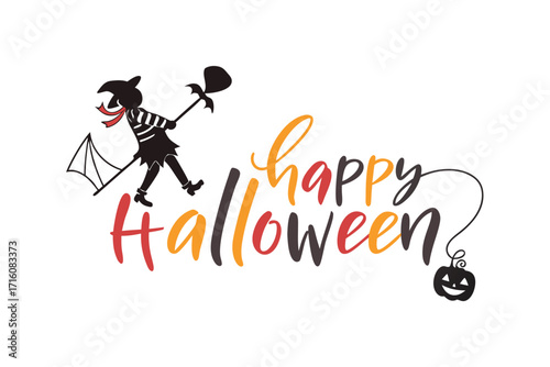 Happy Halloween vector text banner illustration. Happy Halloween design, background graphic. Featuring black and orange bats suitable for placing over Halloween cards, social media and poster