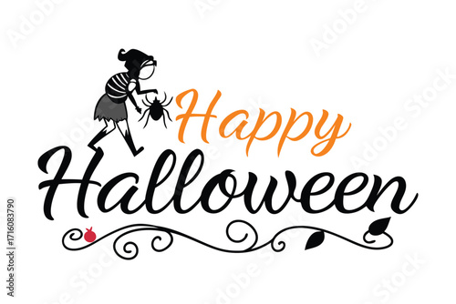 Happy Halloween vector text banner illustration. Happy Halloween design, background graphic. Featuring black and orange bats suitable for placing over Halloween cards, social media and poster