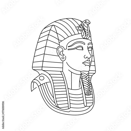 Egyptian pharaoh in line drawing style with intricate detailing  