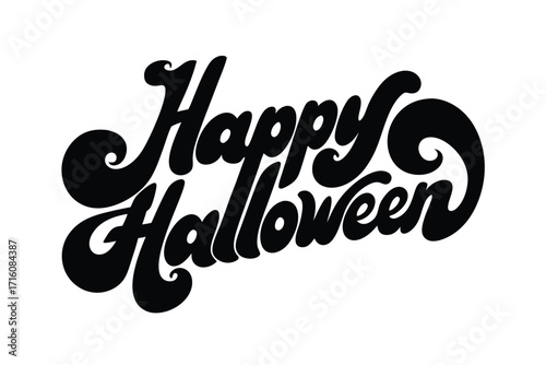 Happy Halloween vector text banner illustration. Happy Halloween design, background graphic. Featuring black and orange bats suitable for placing over Halloween cards, social media and poster