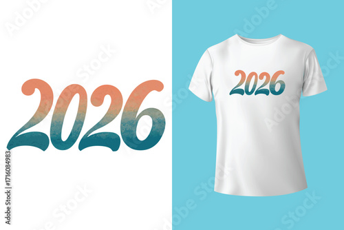 Cheers to a bright new year 2026 typography design for t shirt mockup