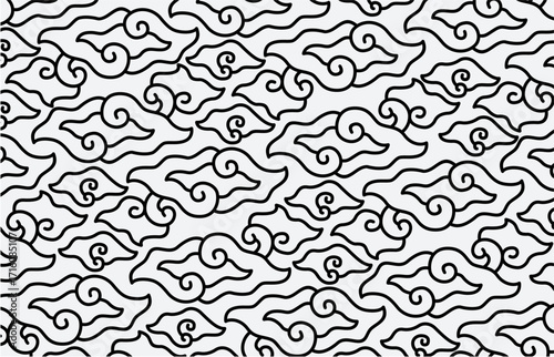 The Mega Mendung motif is a distinctive batik pattern from West Java, Indonesia, characterized by curved lines resembling clouds. This design has evolved over time, incorporating various artistic inte