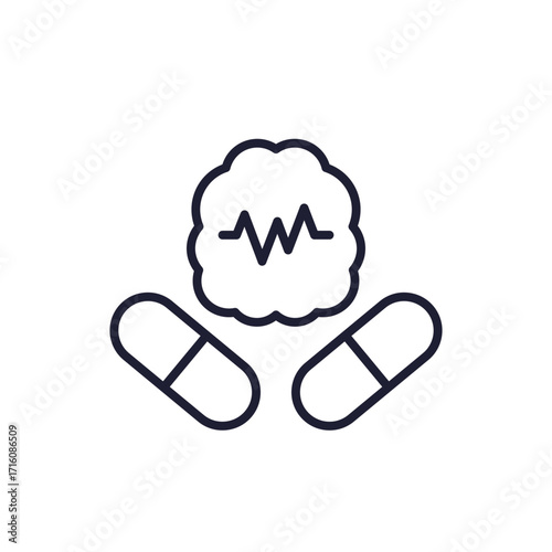 anti seizure medications line icon with pills