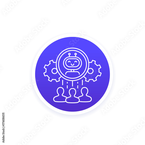 AI support line icon, artificial intelligence technology