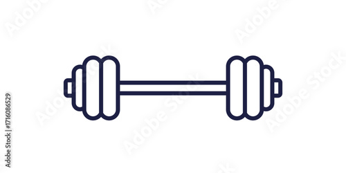 Barbell line icon, gym and weight training