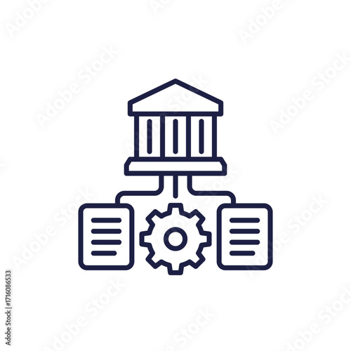 Bank document management icon, line design on white