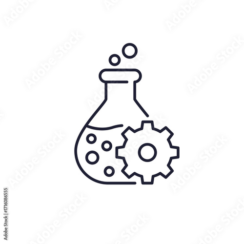 catalyst icon with lab glass, line design