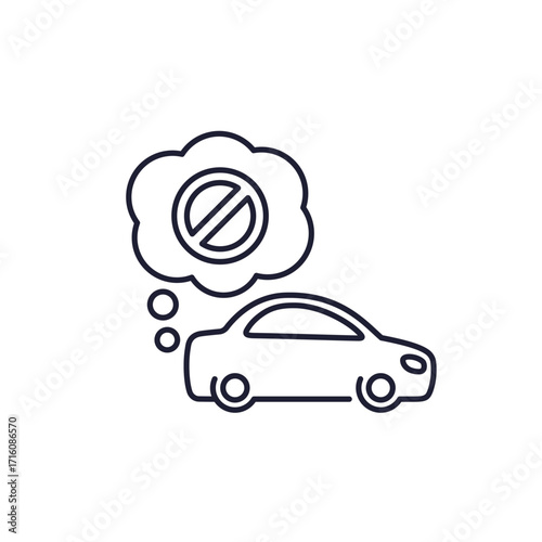 car exhaust ban line icon on white