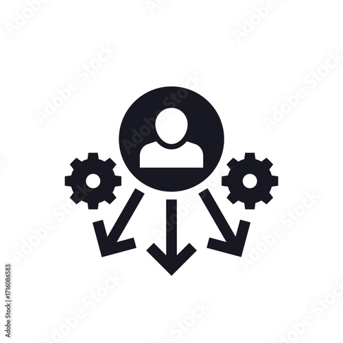delegation icon, management and leadership concept