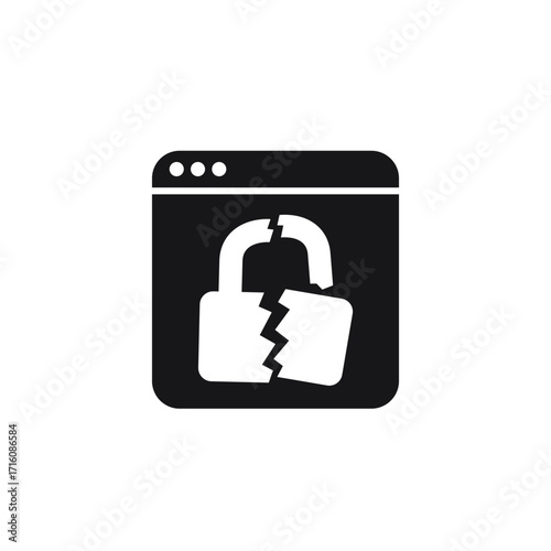 Broken lock, security breach icon
