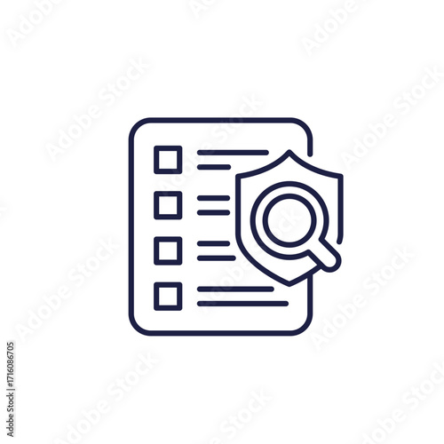 Security audit line icon on white