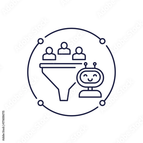 lead generation with AI line icon