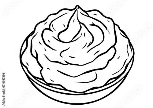 Whipped cream in a bowl with a smooth texture for thanksgiving day  