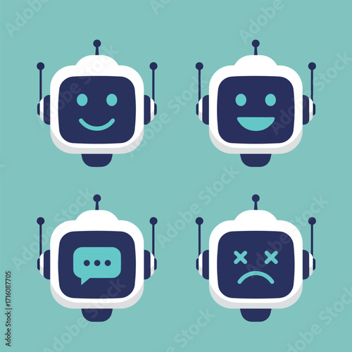 AI Chatbot Emotions Happy Sad Neutral and Communicating.