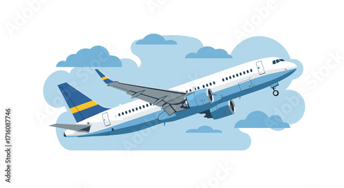 Airplane Taking Off in Sky.