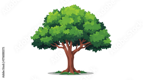 3D vector green tree isolated for nature eco environment botanical and landscape design illustration concept