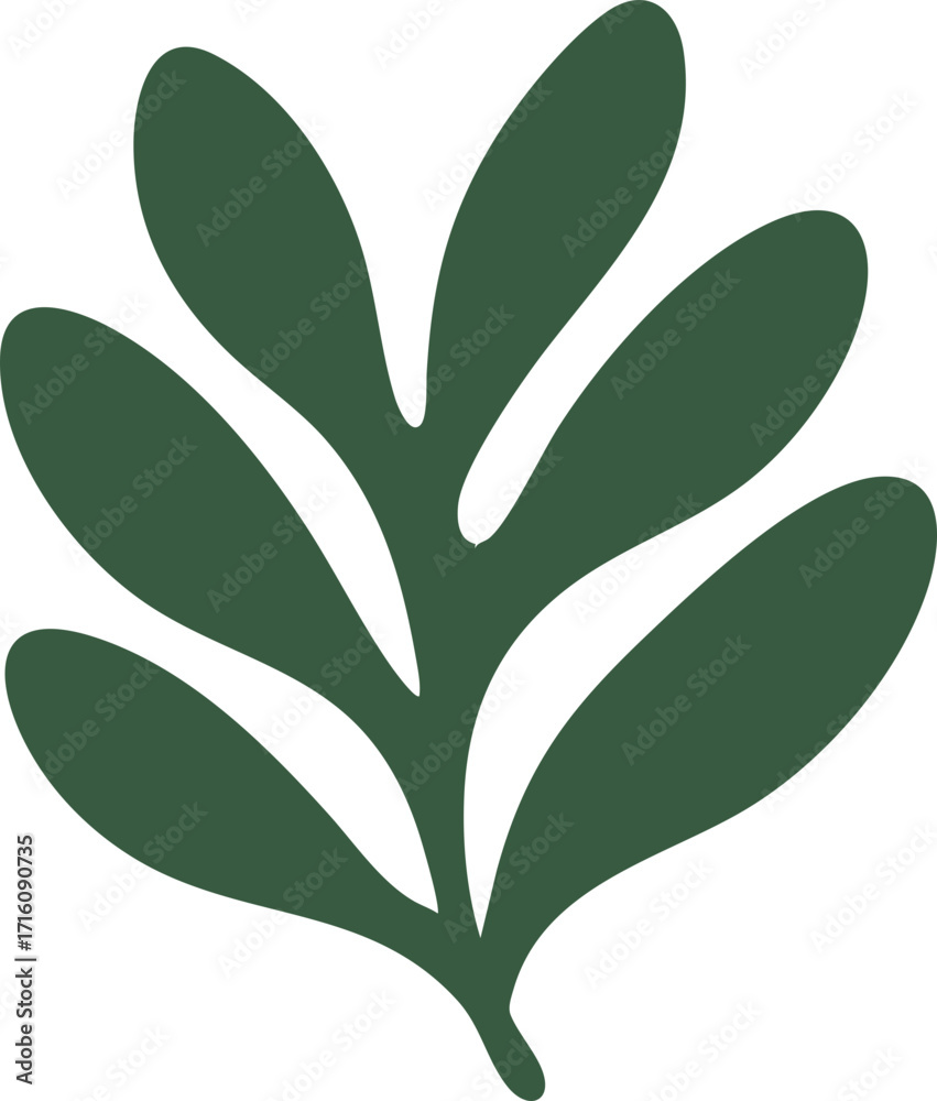 Naklejka premium Abstract Leaf Shape Doodle, Hand Drawn Botanical Symbol, Minimal Plant Element, Organic Nature Design, Modern Decorative Foliage Illustration, Simple Graphic Clipart