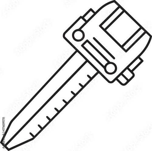 Simple line drawing of a caliper tool outline vector illustration