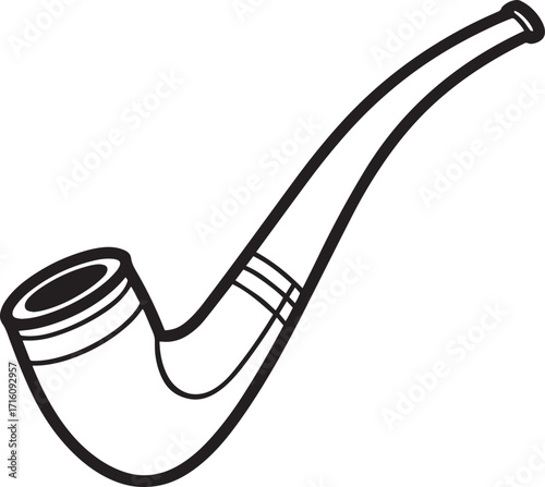 Classic sherlock holmes style smoking pipe outline vector illustration	