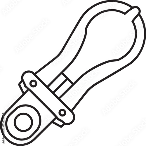 Line drawing of a metal electrical clamp with a loop outline vector illustration