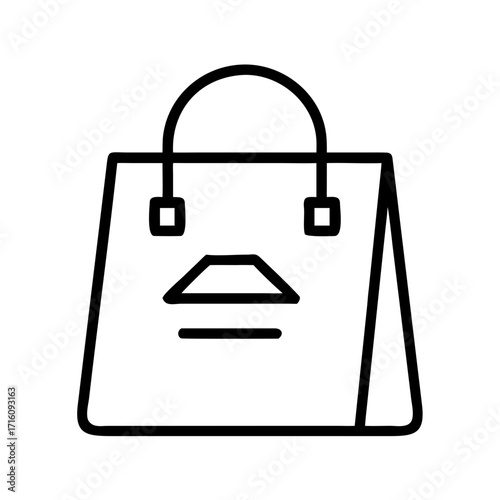 Simple line art shopping bag icon representing Black Friday  