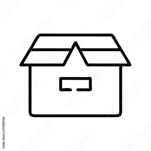 Outline of a house with a slanted roof in minimalist style  