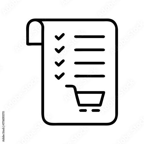 Shopping checklist with check marks and shopping cart icon  