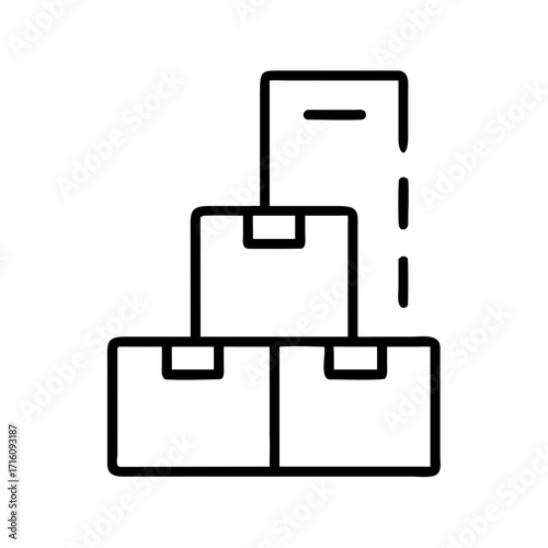 Stacked cardboard boxes in a simple outline style for Black Friday  