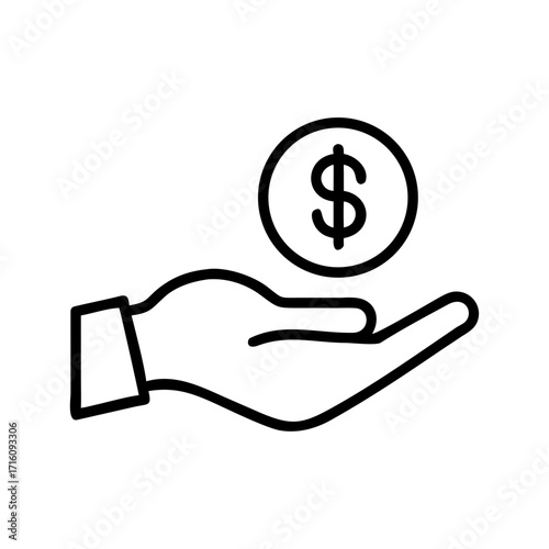 Hand holding a coin with dollar sign on white background for Black Friday  