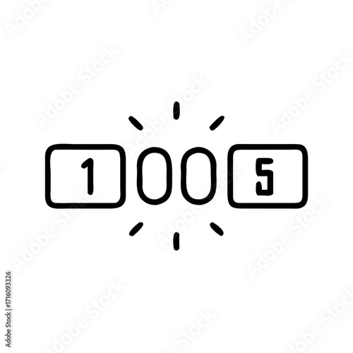 Digital scoreboard displaying numbers 1000 and 5 with sparks  