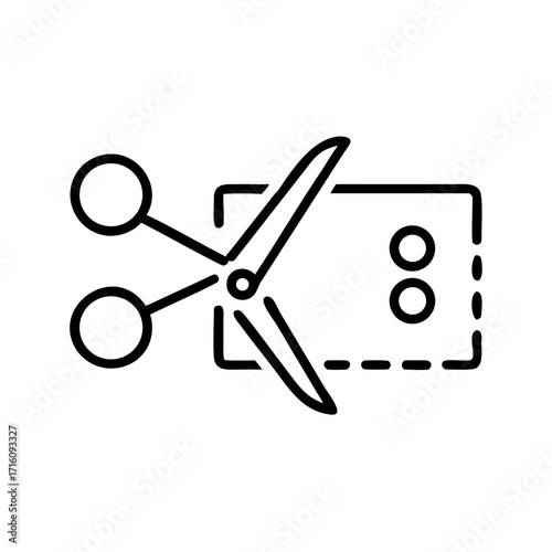 Scissors cutting coupon paper with dotted lines for savings  