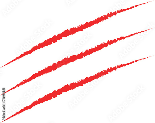 Red Claw Marks Graphic – Aggressive Scratch Design on White Background