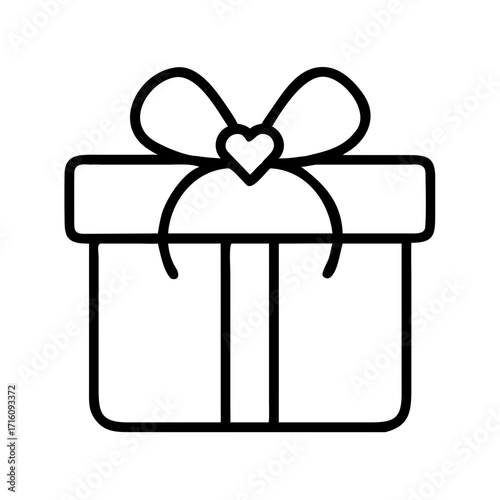Gift box with bow in simple line art for Black Friday concept  