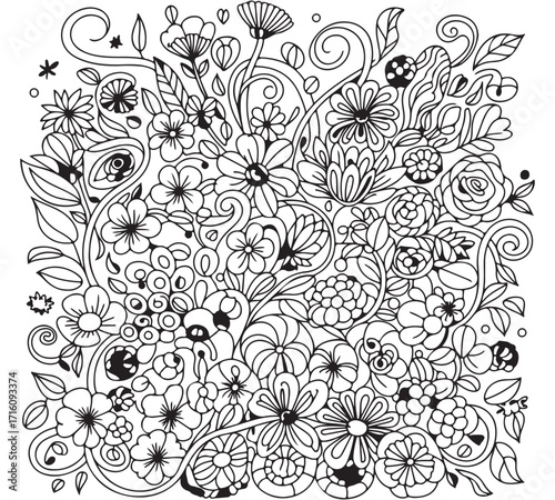 Bloom & Relax Flower Coloring Pages for Adults