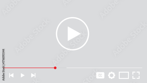 Video Player UI with Central Play Button and Control Panel