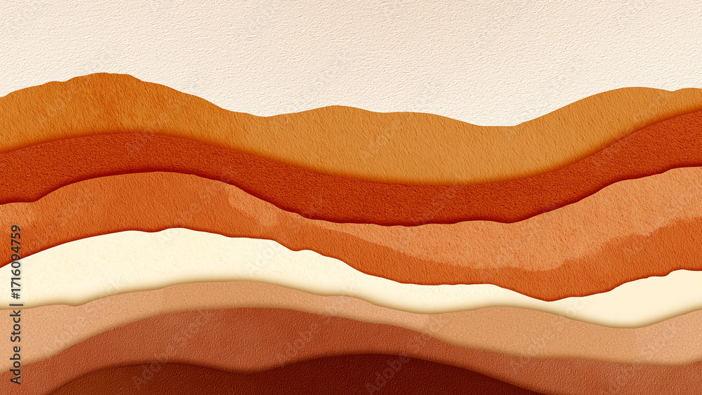 Obraz premium Muted earth tone layered texture background with abstract wavy design representing nature, balance, and seasonal flow 