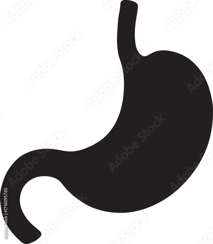 Silhouette stomach glyph icon for anatomy, digestive system, medical, health, and biology.